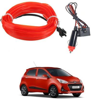 Qiisx EL Wire Light Strip Wire Rope 5 Meters Red Grand i10 Car Fancy Lights