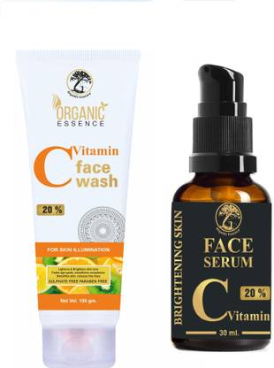 Organic Essence Vitamin C Face Serum 30 ML (20% Of Vitamin Extract) With Vitamin C face Wash 100 gm Free