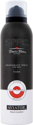 Paris Bleu Aviator Black Leather Deodorant 200ml Deodorant Spray  -  For Men