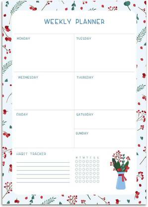 INNAXA Weekly Planner 50 Undated Tear-Off Sheets, Color Bands Calendar and Organizer to Track Productivity, Goals, Tasks, Notes, to Do Lists - Keeps You Organized, On Schedule A5 Note Pad Blank 50 Pages