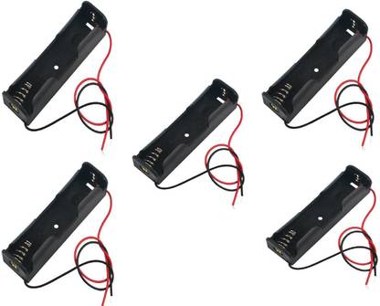 SS ROBOTICS 3.7V 18650 Battery Holder, Battery Holder Case Wire Leads (Pack of 5) Electronic Components Electronic Hobby Kit