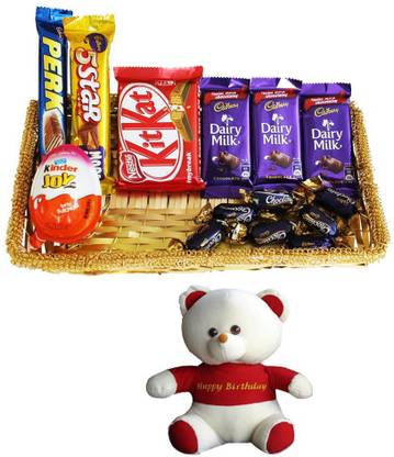 Cadbury Teddy With Chocolate Gift Basket Hamper Combo
