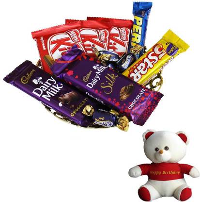 Cadbury Happy Birthday Teddy and Chocolate Gift Hamper Combo