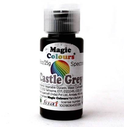 Magic Colours Gel Color for Baking Cake Edible Food Colour ( Castle Grey , 25gm , Pack of 1 ) Grey