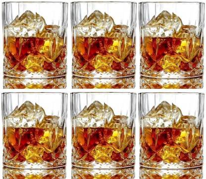 MOOZICO (Pack of 6) Crystal Clear Fancy Whiskey Scotch glass Glasses Set Glass Set Whisky Glass