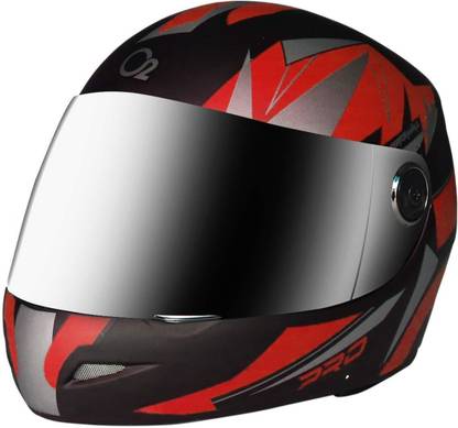 O2 Max Pro Full Face Helmet with Scratch Resistant Mercury Visor, Cross Ventilation Motorbike Helmet