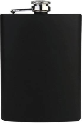 Protos India.Net Hip Flask 250ml 8Oz Black Hip Flask Matte Finish Wine Whiskey Vodka Stainless Steel Hip Flask