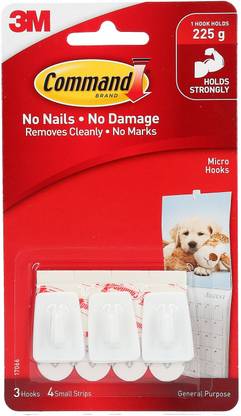 Command Command™Micro Hooks , 3 hooks, 4 strips Hook 3