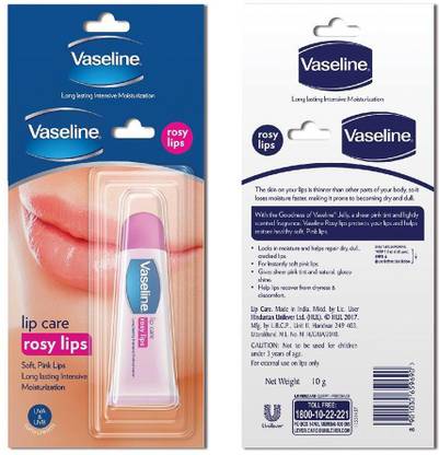 Vaseline Rosy Lips Lip Care 10g Pack of 3 Rosy