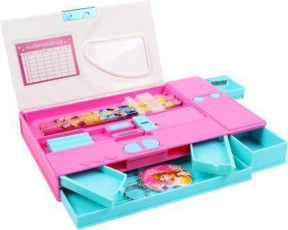 Haulsale NA Automatic Button Sharper with Multiple push Button Art Plastic Pencil Box