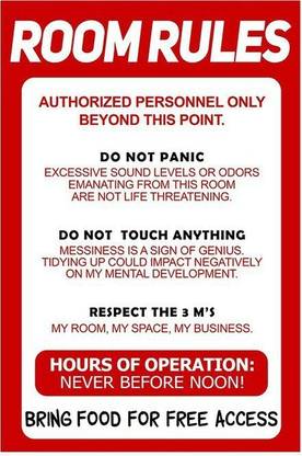 Room Rules Poster | Wall Décor | Poster For Room | Paper Print