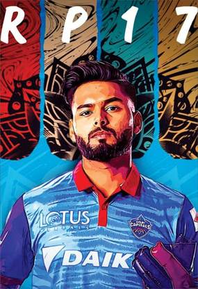Rishabh Pant Wall Poster For Home And office Décor Print on 300gsm Thickness Paper With Gloss Lamination And Both Side Tapeing on Poster Back Side (Size 13 Inch X 19 Inch, Rolled) Multicolor Paper Print