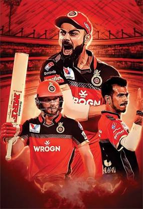 Team RCB Lover Wall Poster For Home And office Décor Print on 300gsm Thickness Paper With Gloss Lamination And Both Side Tapeing on Poster Back Side (Size 13 Inch X 19 Inch, Rolled) Multicolor Paper Print