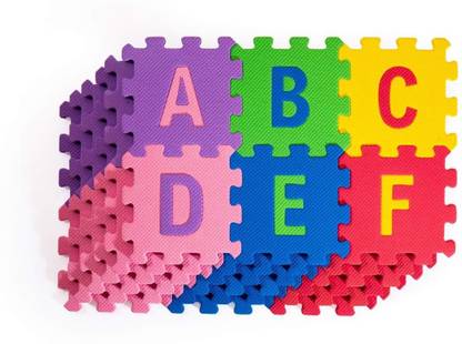 PEZYOX 36 Pieces Alphabet Floor mats for Kids, Puzzle Foam mat for Children Above 2 Years (ABC mat 4x4)-Multi Color