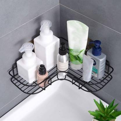 Euxial Multipurpose Kitchen Bathroom Corner Shelf Wall Mount Storage Rack Bathroom Rack Soap Holder Storage Box Shower Rack Shelf, Bathroom Racks and Shelves, Bathroom Stands And Racks Stainless Steel Wall Shelf