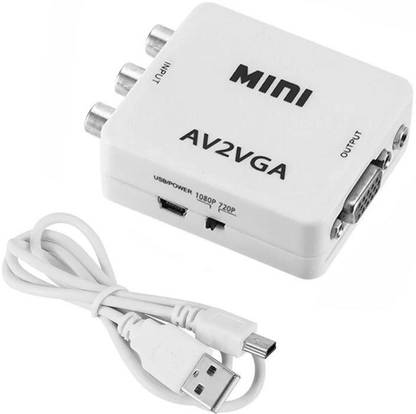 StoreIN AV to VGA Adapter AV2VGA Converter 1080P HD Mini VGA Converter, RCA to VGA HD Video Converter with 3.5mm Audio Jack for PC/Laptops/STB/Computer. Media Streaming Device