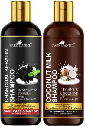 PARK DANIEL Charcoal Keratin Shampoo & Coconut Milk Shampoo 2 bottle of 100 ml(200 ml)