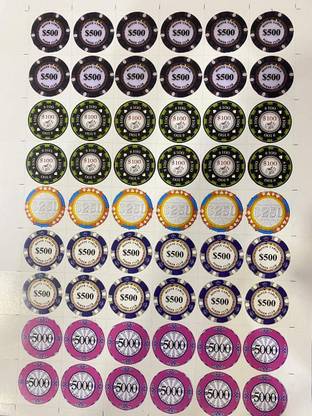 Bakers King 2.54 cm Casino Sticker || Kitchen Cooking and Baking Stickers ( Pack of 1 Sheet 54 Sticker ) Non-Reusable Sticker