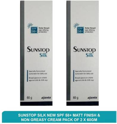 SUNSTOP Sunscreen - SPF 50 Silk Sunscreen | SPF 58+ | Best Sunblock For Face Recommended By Dermatologists (Pack of 2)60g