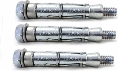 Lovely 12X90 MM Mild Steel Rawal Bolt Heavy Duty Fastener- Set of 3 Pcs. Drop-In Anchor
