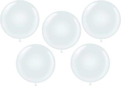 Bash N Splash Solid Large 18" Bobble Transparent Round Balloon (Pack Of 5) Bubble Balloon