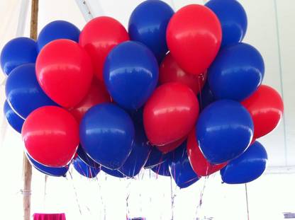 Prihit Solid Premium HD Red & Blue Metallic Balloons Combo - Pack of 100 Balloons Balloon