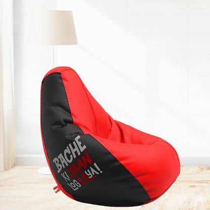 Beannie Jumbo Bache ki jaan - Red Black Teardrop Bean Bag  With Bean Filling