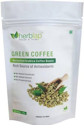 herblap Green Coffee beans for Weight Loss(Unroasted Beans) Instant Coffee (400 g) Coffee Beans
