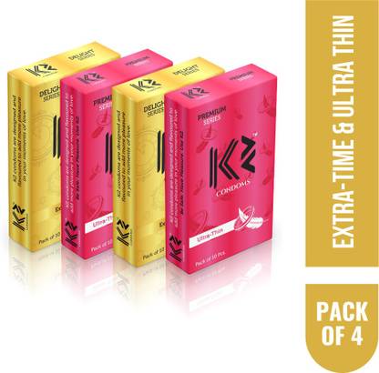 K2 Delight Series Extra-Time And Ultra-Thin Condom 10s Each (Pack of 4) Condom