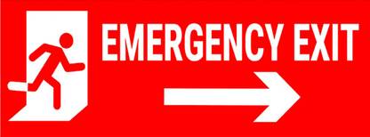 DynamoPrints 2 Pcs Emergency Exit - High Quality Self Adhesive Sticker Sign Board Emergency Sign
