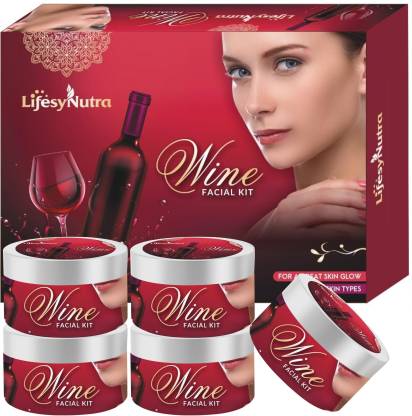 Lifesy Nutra Glow Red Wine Facial Kit, Professional Beauty Parlour Facial Kit For Women & Men All Type Skin Solution made in india