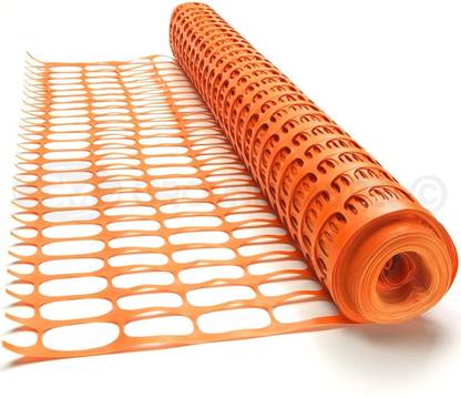 DARIT Orange Plastic Mesh Barrier Net ” Fencing NET” Durable Plastic Coated Wire Netting Field [Multi-Purpose USE]Anti Bird Safety PVC Orange Mesh 1m x 25m (Pack of 1) Plastic Fence Post