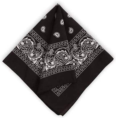 Shop At Bargain Bandana Handkerchiefs - Large/Jumbo Paisley Cowboy Bandanas for Men & Women - Head & Face Wrap Scarf ["Black"] Handkerchief