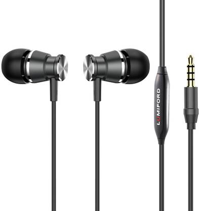 LUMIFORD Ultimate Series U60 Magnetic Earbud in-Ear Wired Earphones with HD mic, 10mm Hi-Fi Bass Dynamic Drivers, in-line Volume Controllers, HD Sound with Tangle Free Cord (Black) Wired