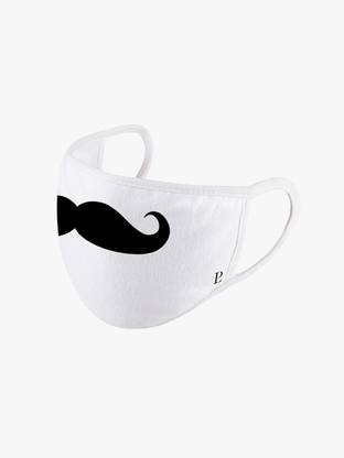 LOS POLISTAS Men's Moustache White Cotton Face Mask Cloth Mask