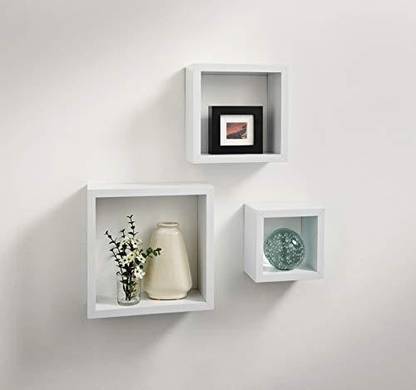 Craftylook square wooden wall shelf floating shelf MDF (Medium Density Fiber) Wall Shelf