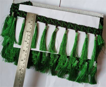 ChandCreation Green 3.5Inch Tassels Lace saree border Tassel Lace Lace Reel