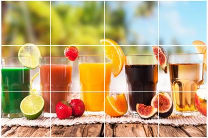 Decals Point 79 cm Different fruit Juice Drinks Kitchen wall Sticker Self Adhesive Sticker