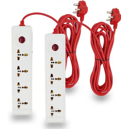 Hillgrove (Pack of 2)5 Meter Long Cable Power Extension Board with 4 Universal Socket and 1 Switch Surge Protector Board for Computer/Home 4  Socket Extension Boards