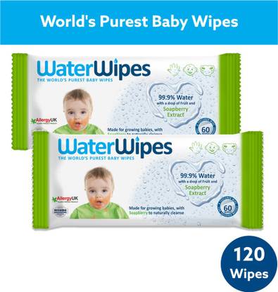WaterWipes 99.9% water & 0.01% Soapberry,Pack of 60x2