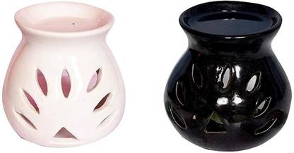 Real Product India Set of Two Candle Operated Aroma Burner / Defuser (Black & White, 4"X3") Diffuser Set of Two Candle Operated Aroma Burner / Defuser (Black & White, 4"X3")