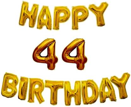 MARGSHRI Solid Golden Solid Happy Birthday with Number 44 Decoration Foil Balloons for Birthday/Party & Decorations Letter Balloon
