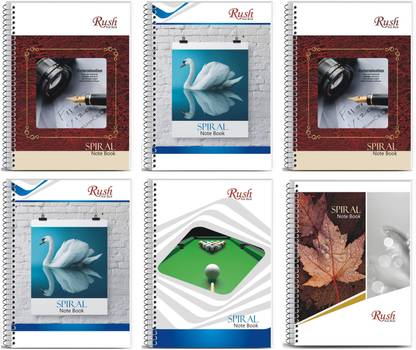 Rush Rough Notebook Spiral A4 Ruled 300 Pages Notebooks (Pack of 6) - Spiral Binding Notebook (White Pages) A4 Notebook Single Line Ruled 300 Pages