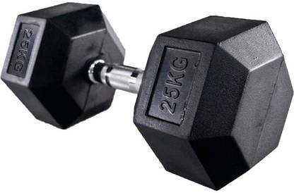 FITNESS WORLD Rubber Hexagonal Dumbbells Pair, 25 Kg Each Fixed Weight Dumbbell