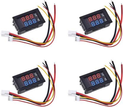shockley Mini Digital Voltmeter Ammeter DC 100V 10A Panel Amp Volt Voltage Current Meter Tester Detector 0.56" Dual LED Display Auto Car (Pack of 4) Meter Electronic Hobby Kit