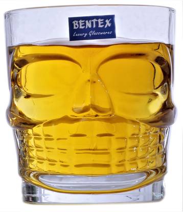 Bentex (Pack of 6) Skeleton/Skull Crystal Clear Unqiue 300 ML , Scotch ,,& Cold Drink Glass Glass Set Whisky Glass
