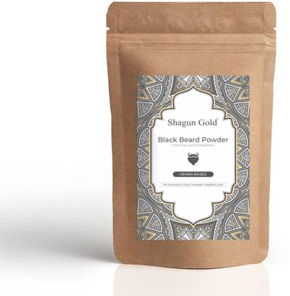SHAGUN GOLD Herbal Black Beard Henna Powder for Instant Moustache and Beard Color For Men, (100 gm) (Pack of 2) , Black