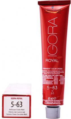 Schwarzkopf Professional Igora Royal Permanent Colour Creame - 5-63 - Light Brown Chocolate Matt - 60ml , Light Brown Chocolate Matt