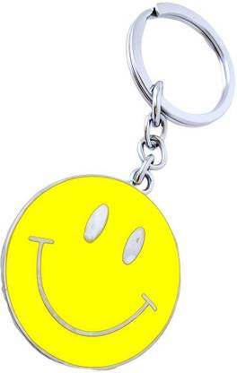 Adhvik Stylish Unisex Smiley Emoji Smiling Face Emoticon Metal Keychain Key Chain