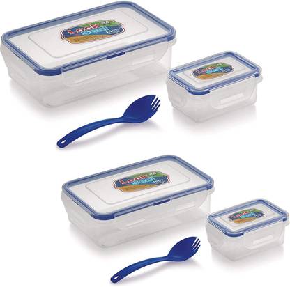 SKI Lock & Seal Lunch Box Rectangular Shape 800 ml And 550 ml Lunch Box Set with small containers 2 Containers Lunch Box